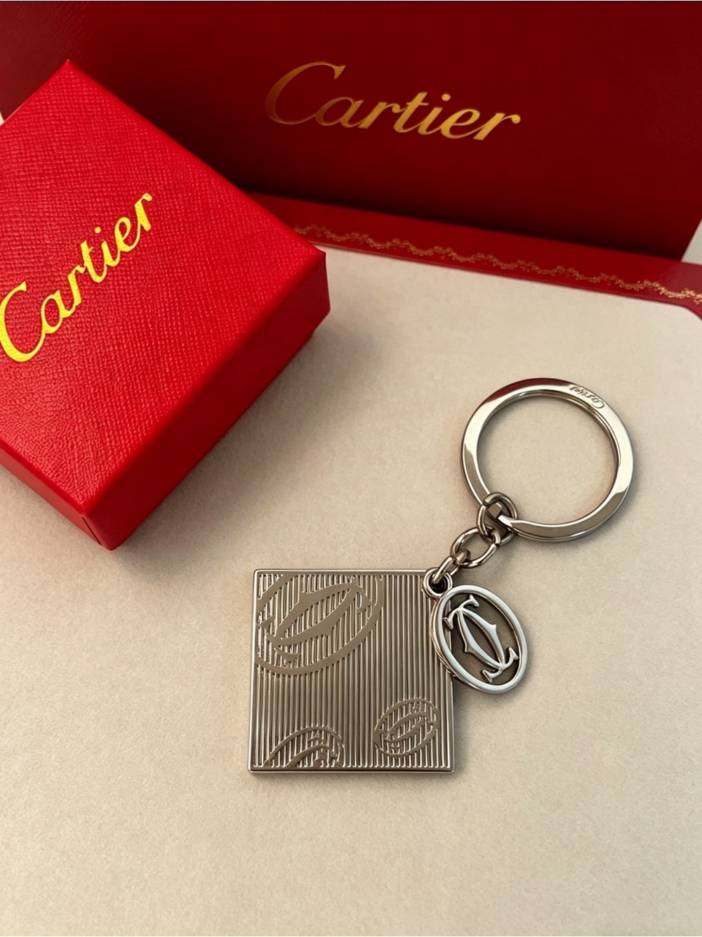 Cartier Silver-Tone Keyring with Red Cartier Box - Picture 2 of 5